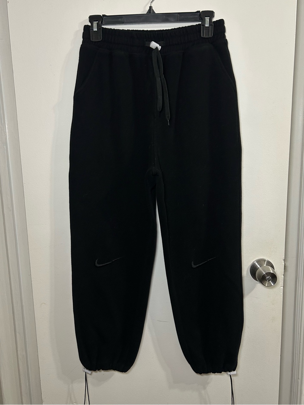 Fear of God Sixth Collection Women Black Jogger Sweatpants with Swoosh on Knees